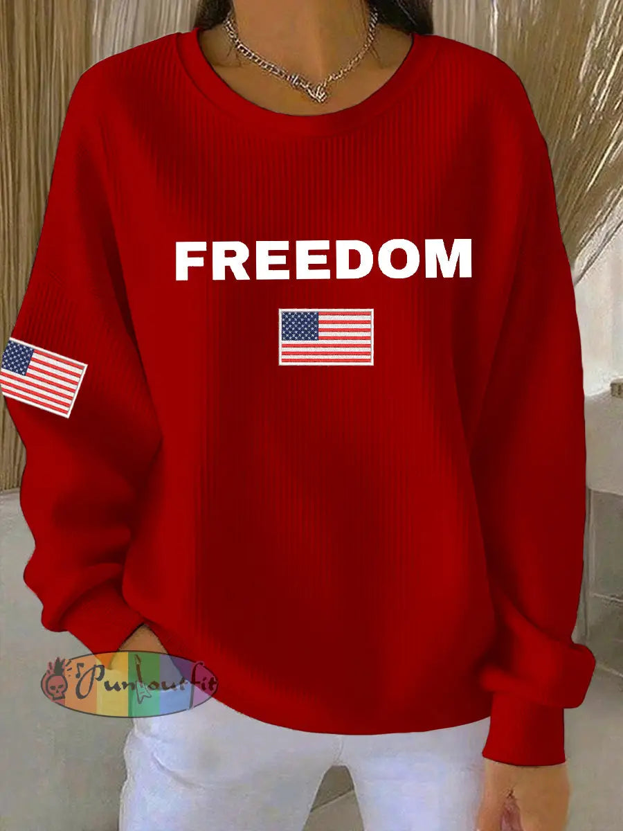 Women’s Freedom Is Not Free R.I.P Charlie Kirk Long Sleeve Sweater Red / S