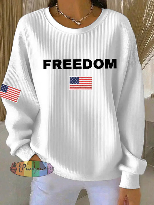 Women’s Freedom Is Not Free R.I.P Charlie Kirk Long Sleeve Sweater White / S