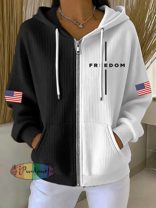 Women’s Freedom Is Not Free R.I.P Charlie Kirk Print Casual Contrasting Color Sweatshirt White / S