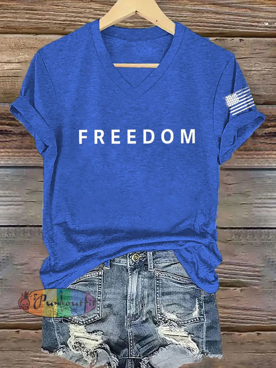 Women’s Freedom Is Not Free R.I.P Charlie Kirk Short Sleeve T-shirt Blue / S