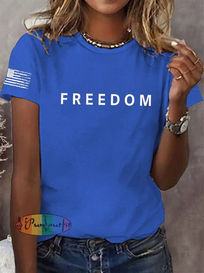 Women’s Freedom Is Not Free R.I.P Charlie Kirk Short Sleeve T-Shirt Blue / S