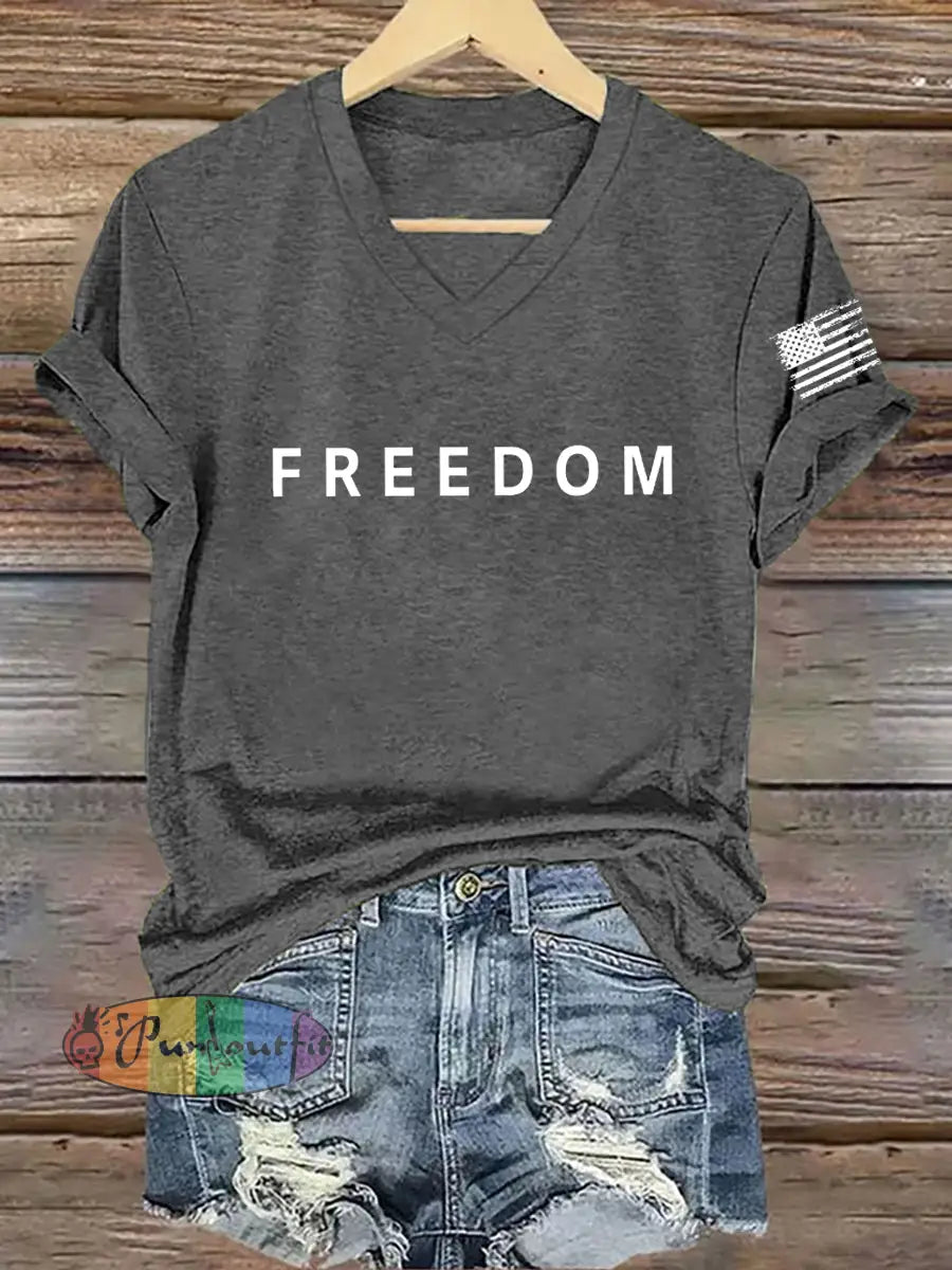 Women’s Freedom Is Not Free R.I.P Charlie Kirk Short Sleeve T-shirt Dark Gray / S