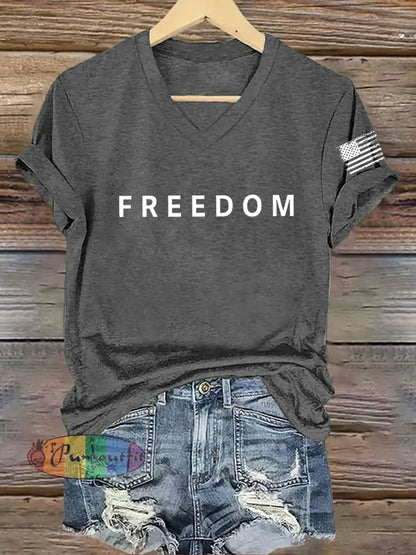 Women’s Freedom Is Not Free R.I.P Charlie Kirk Short Sleeve T-shirt Dark Gray / S
