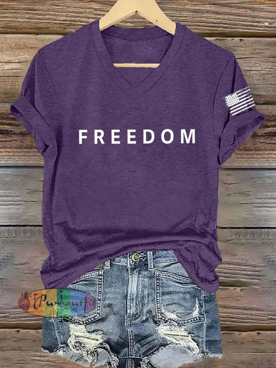 Women’s Freedom Is Not Free R.I.P Charlie Kirk Short Sleeve T-shirt Deep Purple / S