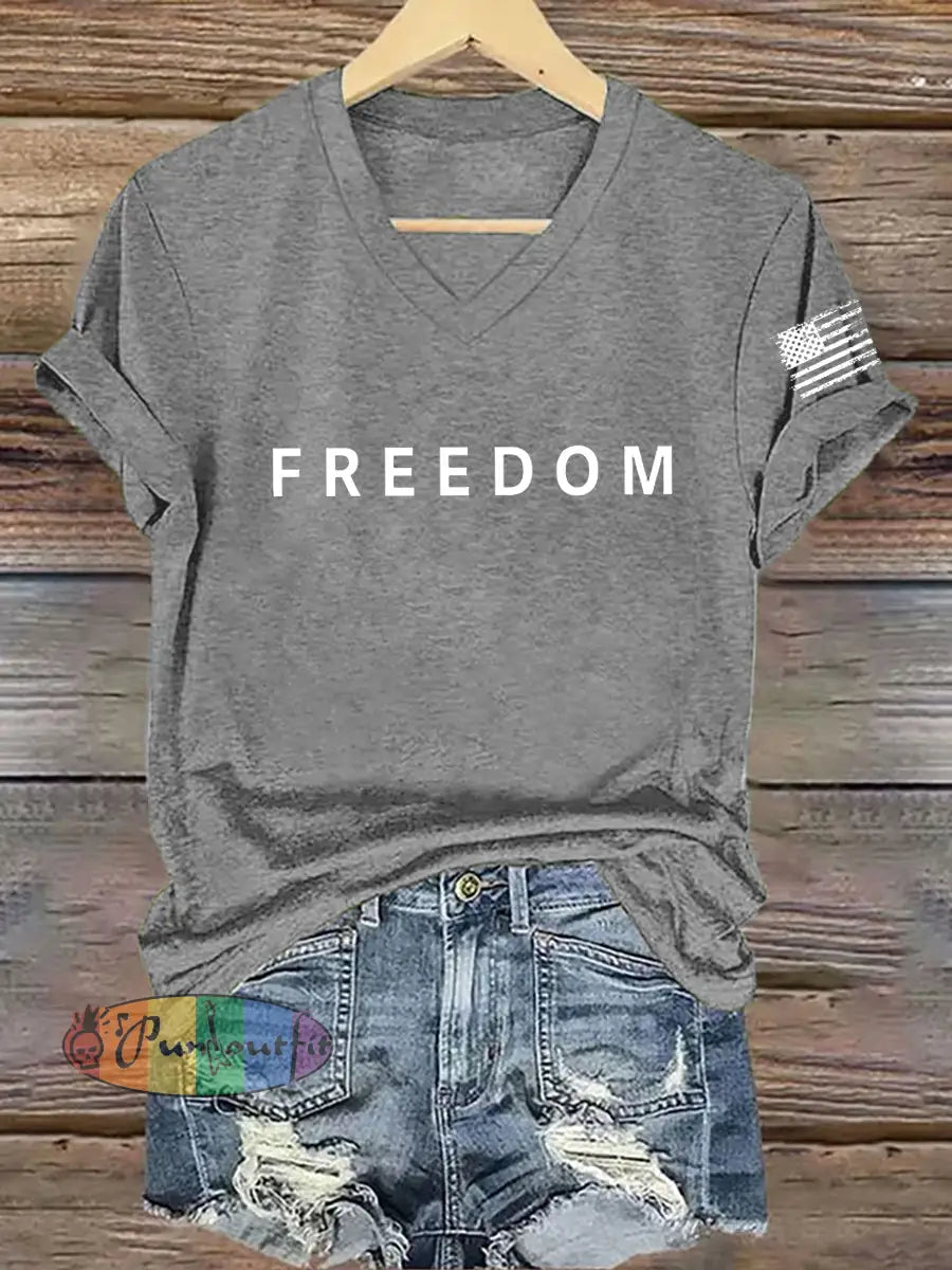 Women’s Freedom Is Not Free R.I.P Charlie Kirk Short Sleeve T-shirt Light Gray / S