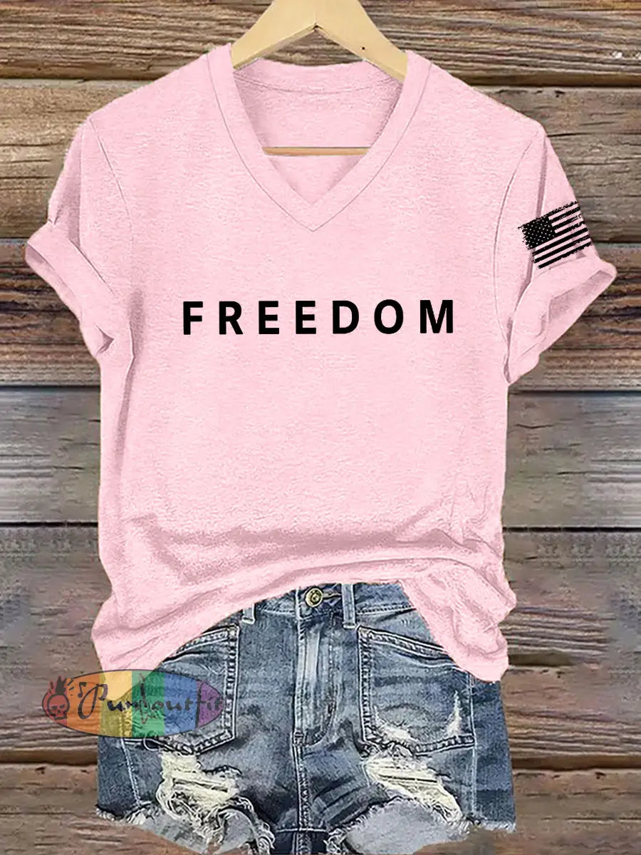 Women’s Freedom Is Not Free R.I.P Charlie Kirk Short Sleeve T-shirt Light Pink / S