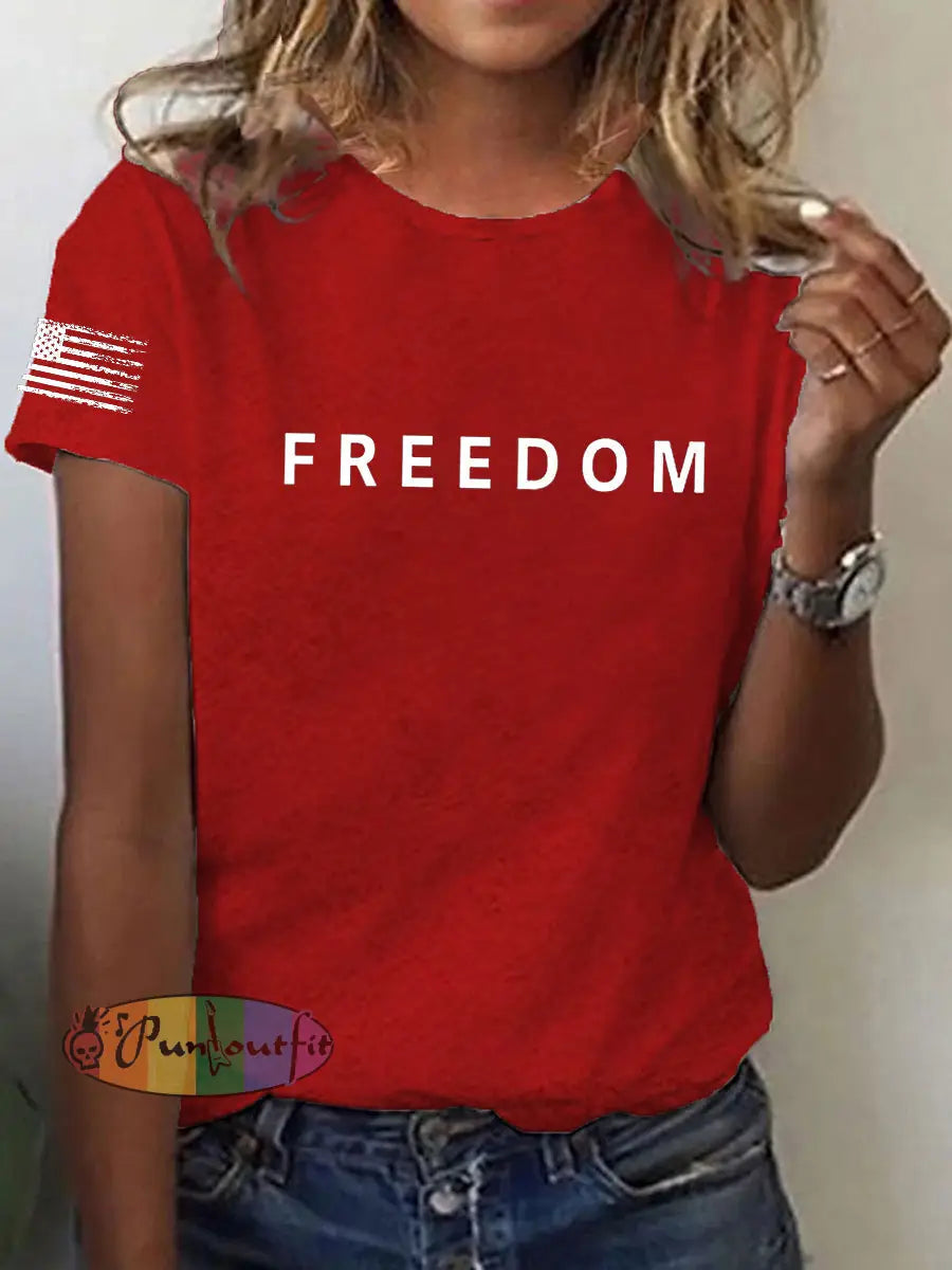 Women’s Freedom Is Not Free R.I.P Charlie Kirk Short Sleeve T-Shirt Red / S