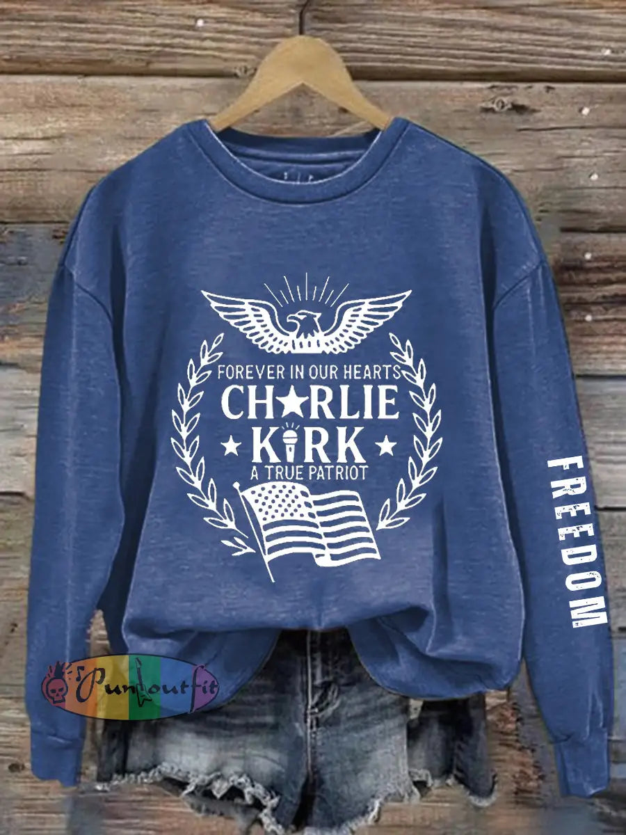 Women’s Freedom Is Not Free R.I.P Charlie Kirk Sweatshirt Blue / S
