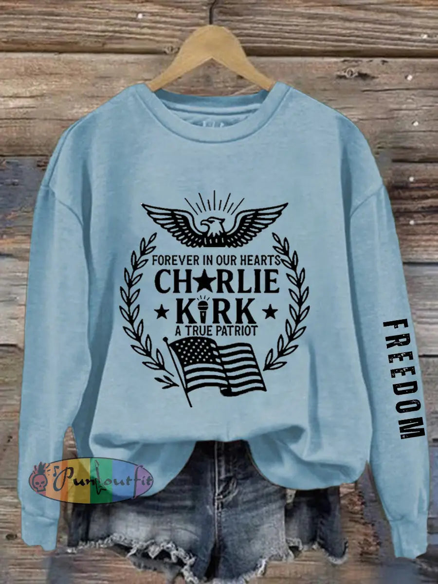 Women’s Freedom Is Not Free R.I.P Charlie Kirk Sweatshirt Light Blue / S