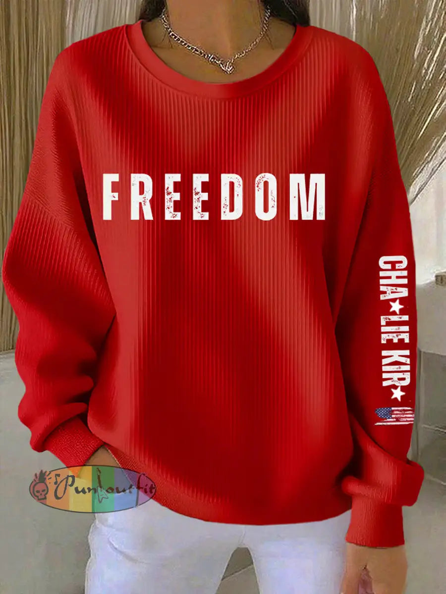 Women’s Freedom Is Not Free R.I.P Charlie Kirk Sweatshirt Red / S
