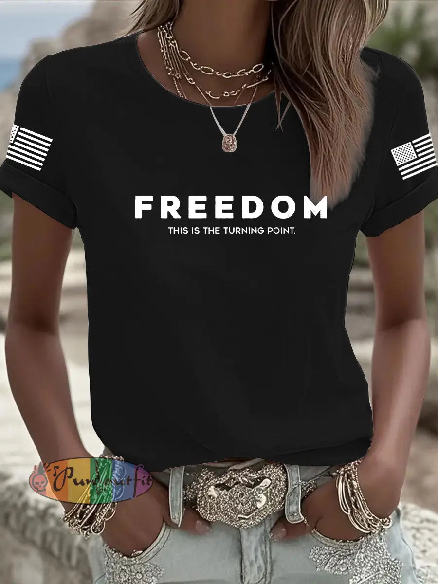Women’s Freedom Is Not Free This is the Turning Point R.I.P Charlie Kirk Short Sleeve T-shirt Black / S