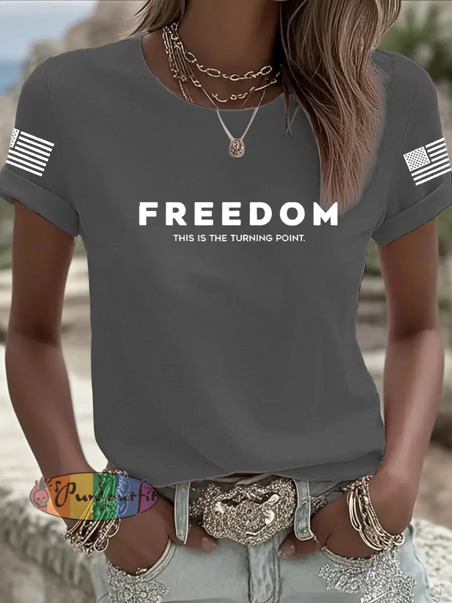 Women’s Freedom Is Not Free This is the Turning Point R.I.P Charlie Kirk Short Sleeve T-shirt Dark Gray / S