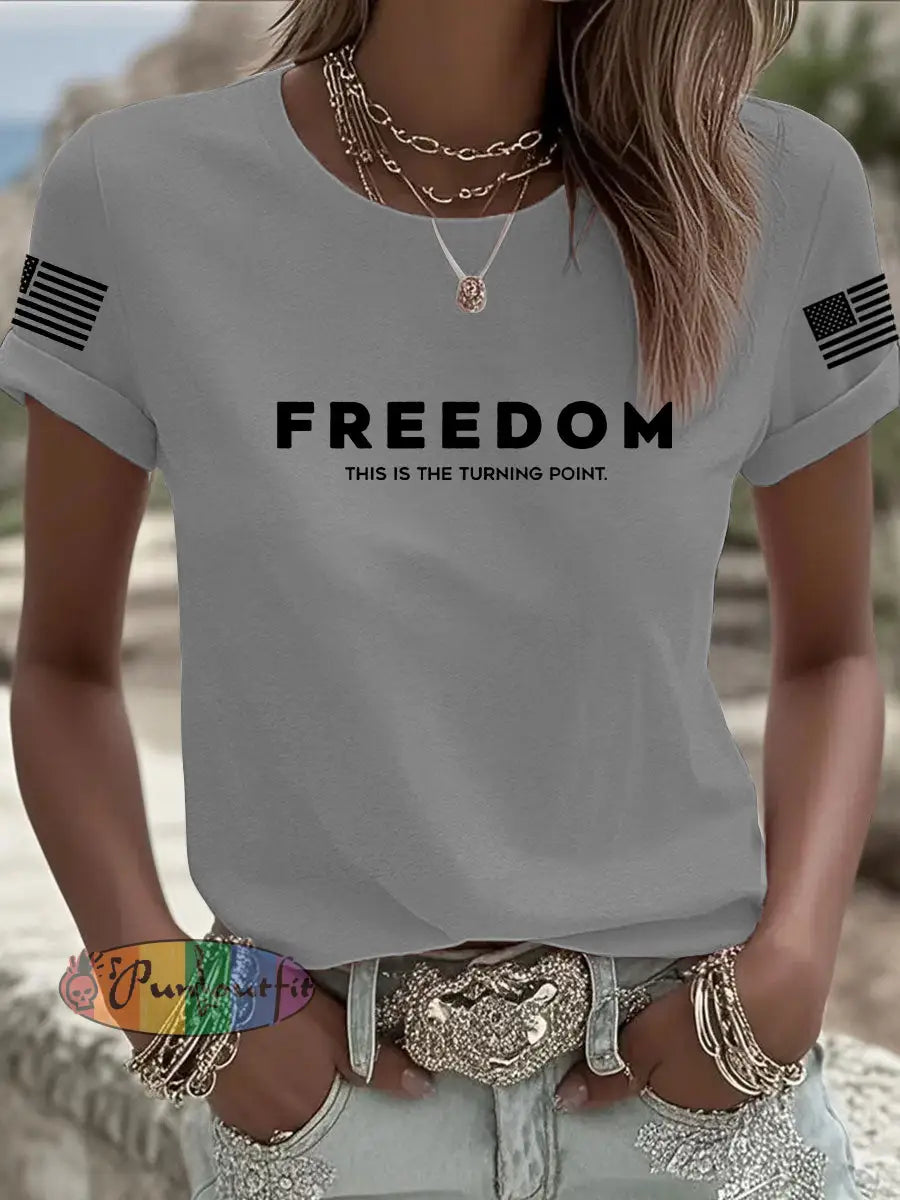 Women’s Freedom Is Not Free This is the Turning Point R.I.P Charlie Kirk Short Sleeve T-shirt Light Gray / S