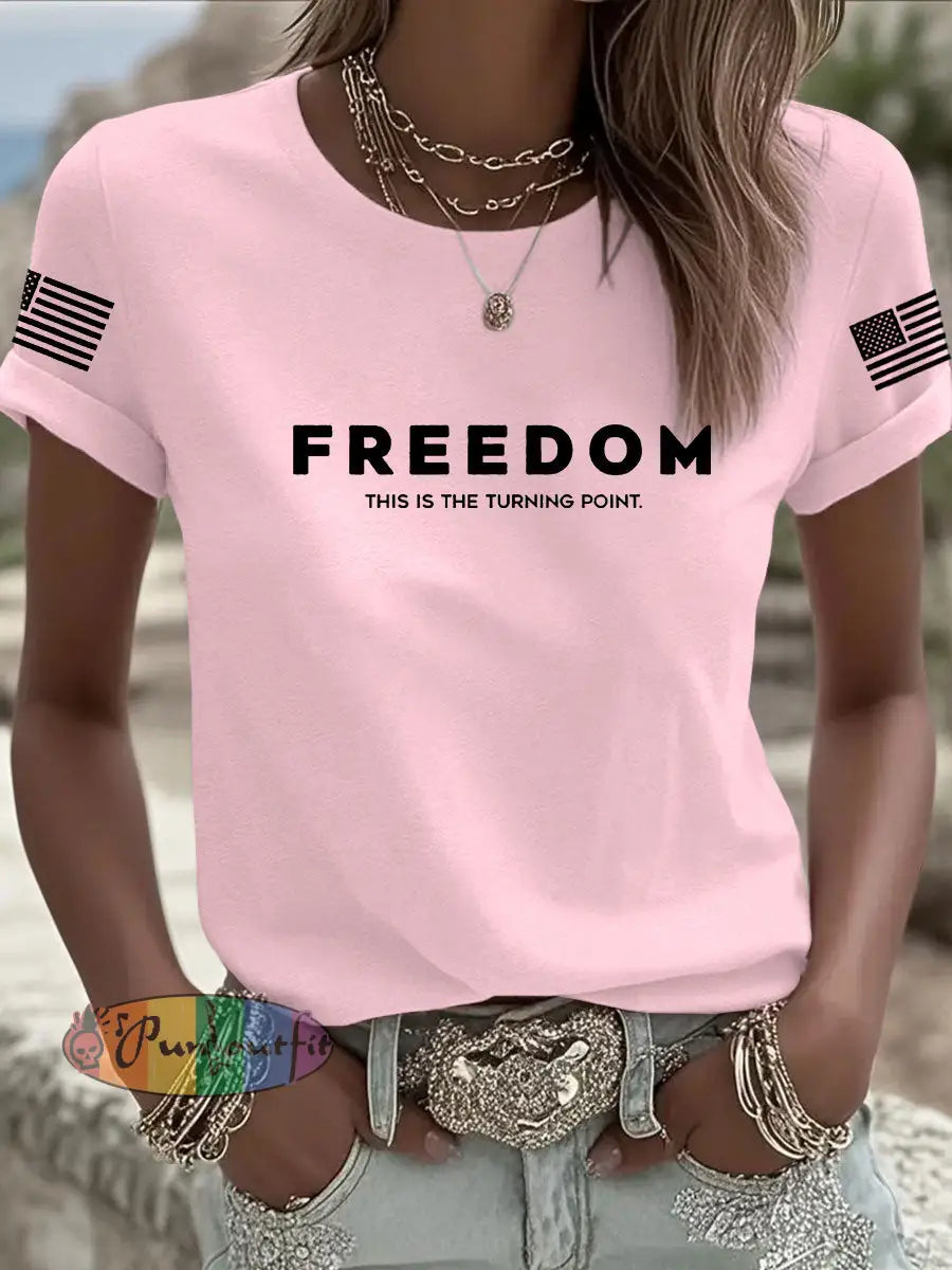 Women’s Freedom Is Not Free This is the Turning Point R.I.P Charlie Kirk Short Sleeve T-shirt Light Pink / S