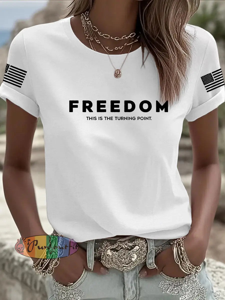 Women’s Freedom Is Not Free This is the Turning Point R.I.P Charlie Kirk Short Sleeve T-shirt White / S