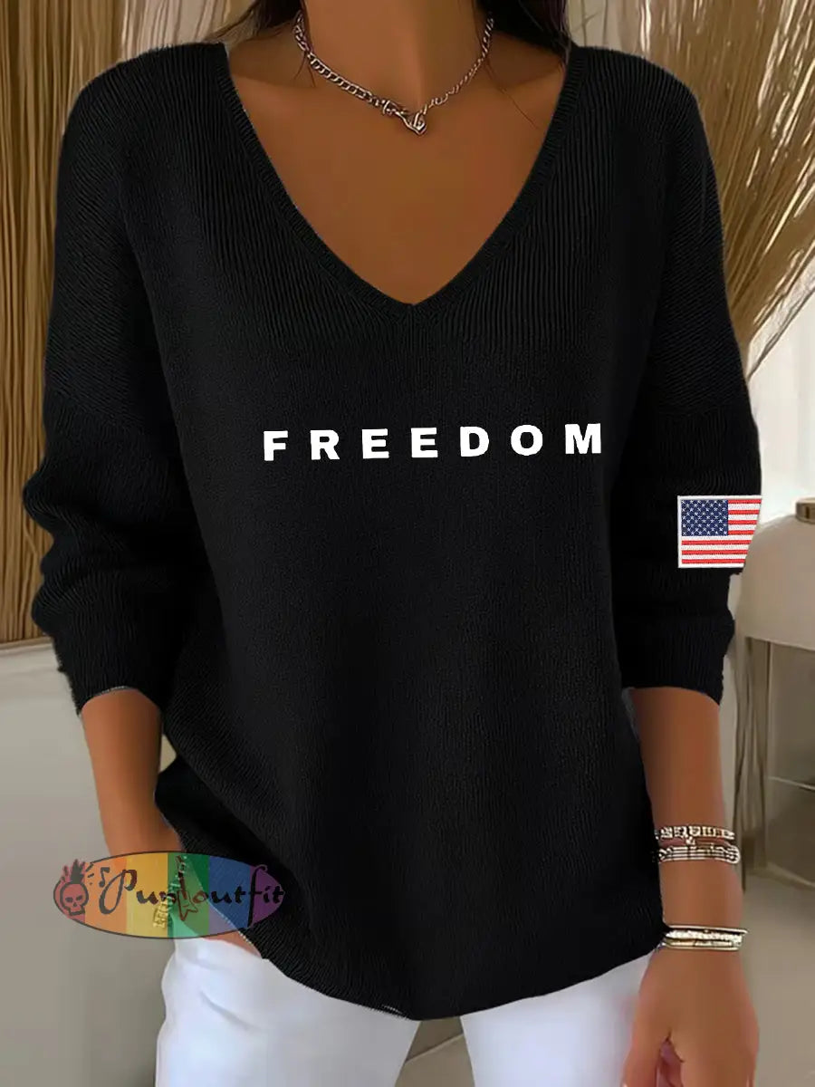 Women’s Freedom Is Not Free This is the Turning Point R.I.P Charlie Kirk V-Neck Ribbed Top Black / S