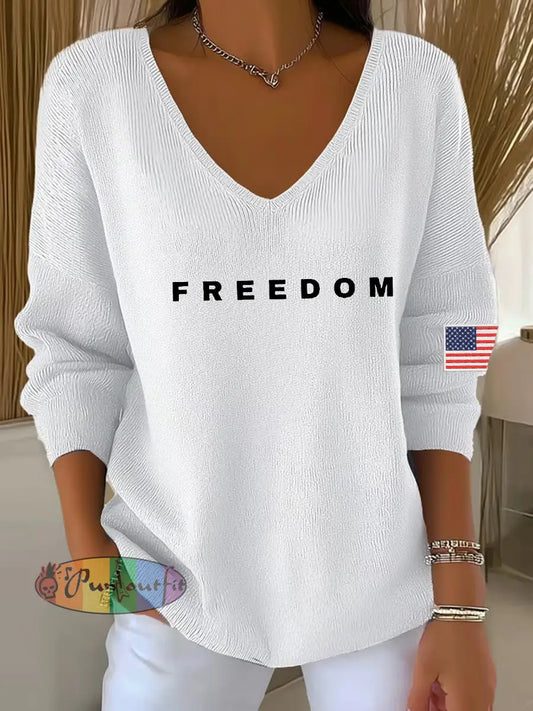 Women’s Freedom Is Not Free This is the Turning Point R.I.P Charlie Kirk V-Neck Ribbed Top White / S