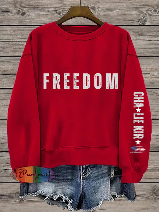 Women’s Freedom Isn’t Free American flag print casual sweatshirt A / S