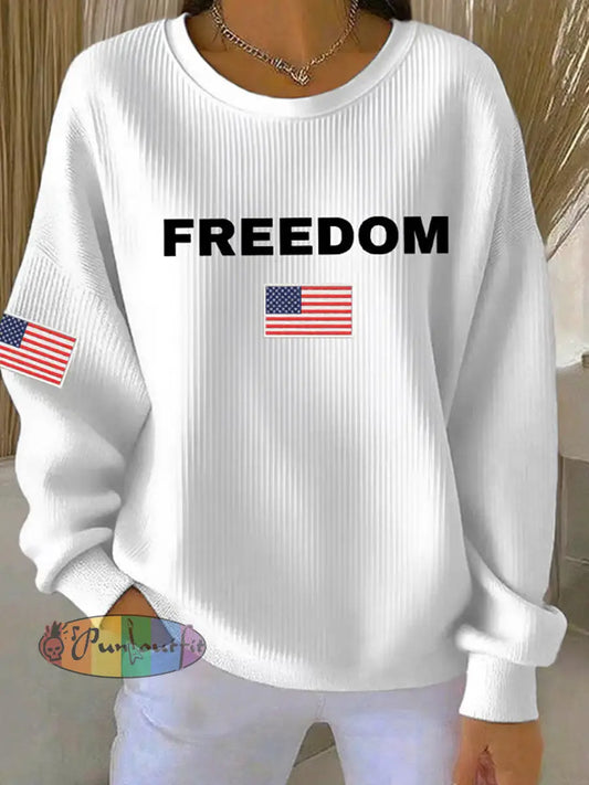 Women’s Freedom Isn’t Free American flag print casual sweatshirt A / S