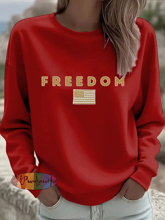 Women’s Freedom Isn’t Free American flag print casual sweatshirt A / S