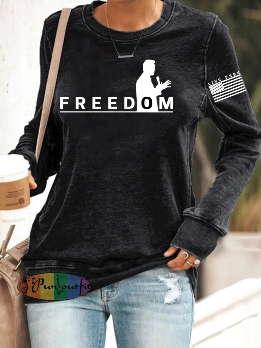 Women’s Freedom Live Free Print Sweatshirt Black / S