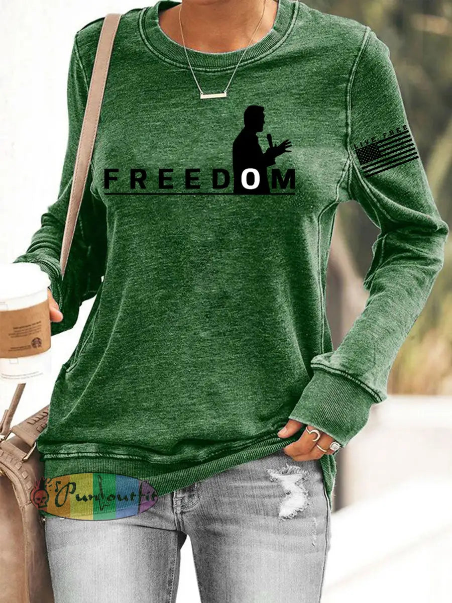 Women’s Freedom Live Free Print Sweatshirt Green / S