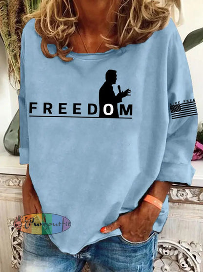 Women’s Freedom Live Free Print Sweatshirt Light Blue / S