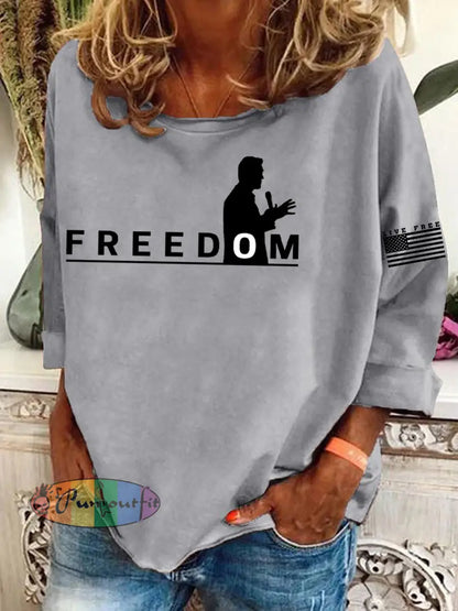 Women’s Freedom Live Free Print Sweatshirt Light Gray / S