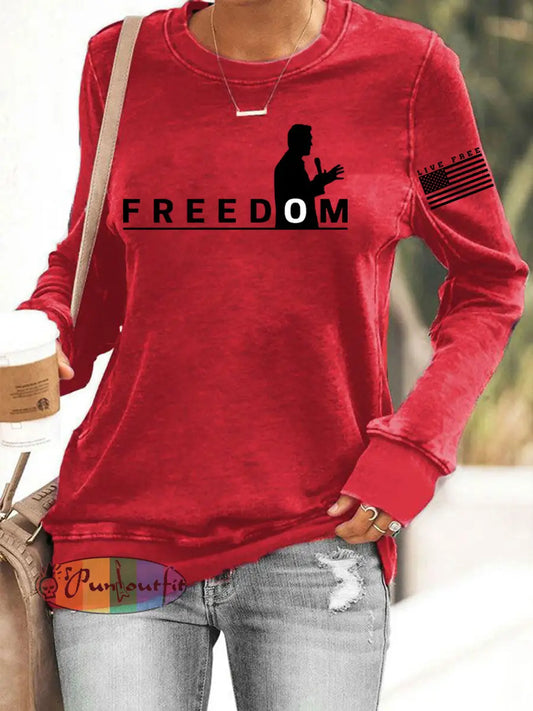 Women’s Freedom Live Free Print Sweatshirt Red / S