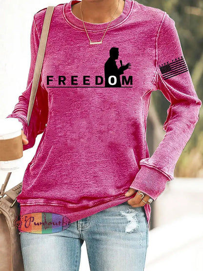 Women’s Freedom Live Free Print Sweatshirt Rose Red / S