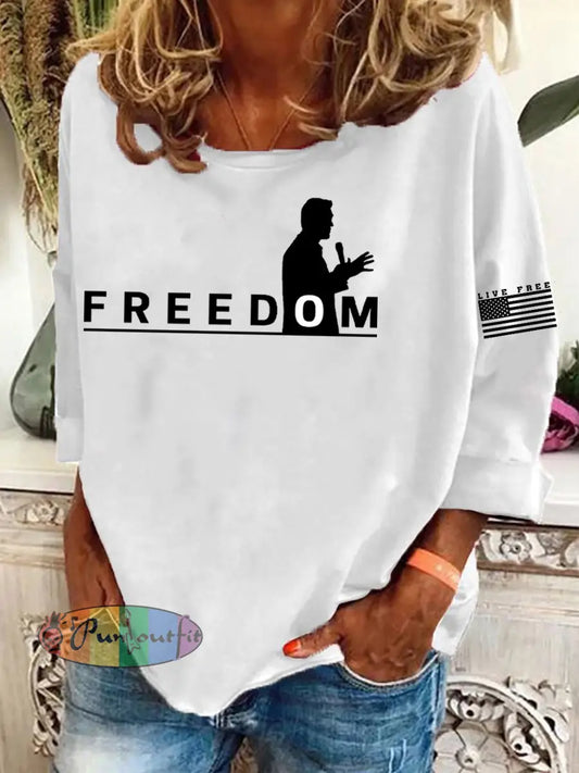 Women’s Freedom Live Free Print Sweatshirt White / S