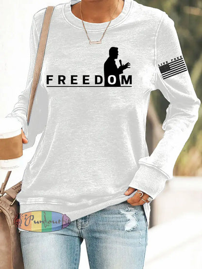 Women’s Freedom Live Free Print Sweatshirt White / S