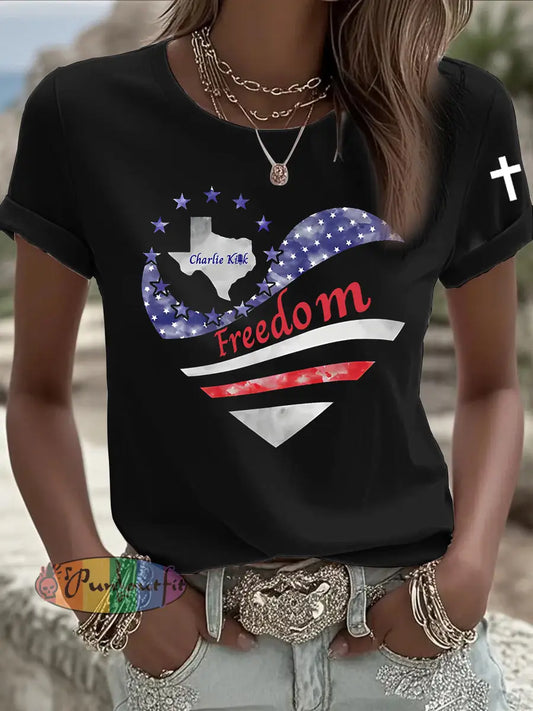 Women’s Freedom Love Short Sleeve T-Shirt Black / S