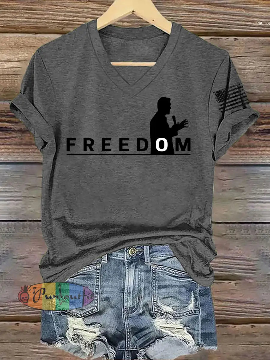 Women’s FREEDOM Short Sleeve T-Shirt Dark Gray / S
