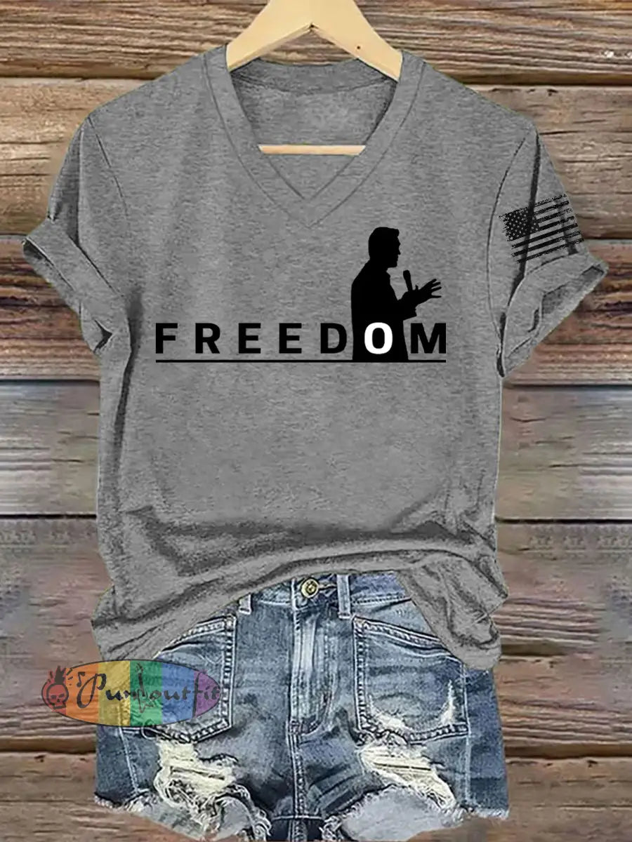 Women’s FREEDOM Short Sleeve T-Shirt Light Gray / S