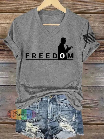 Women’s FREEDOM Short Sleeve T-Shirt Light Gray / S