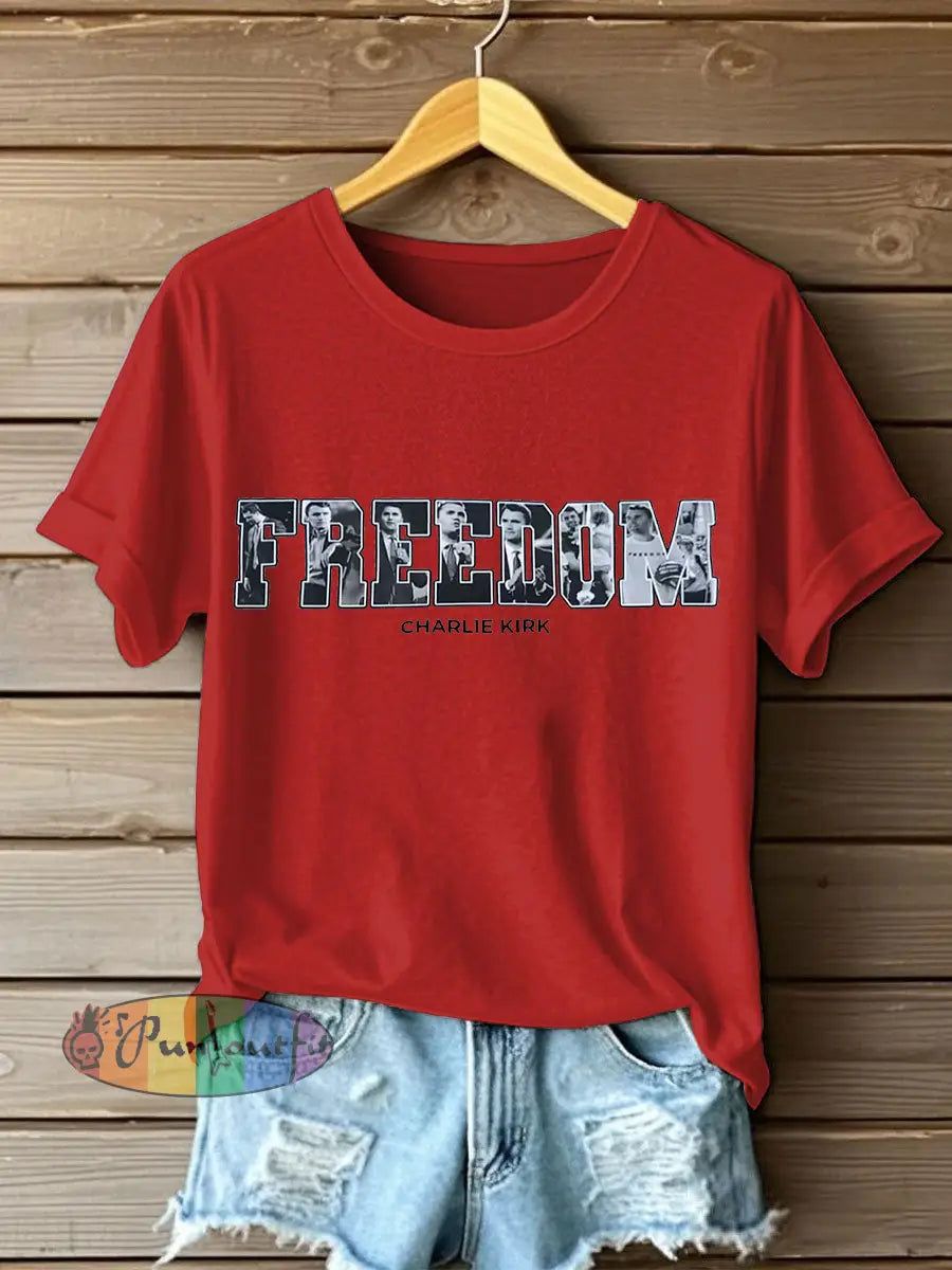 Women’s Freedom True Patriot Printed T-Shirt Red / S