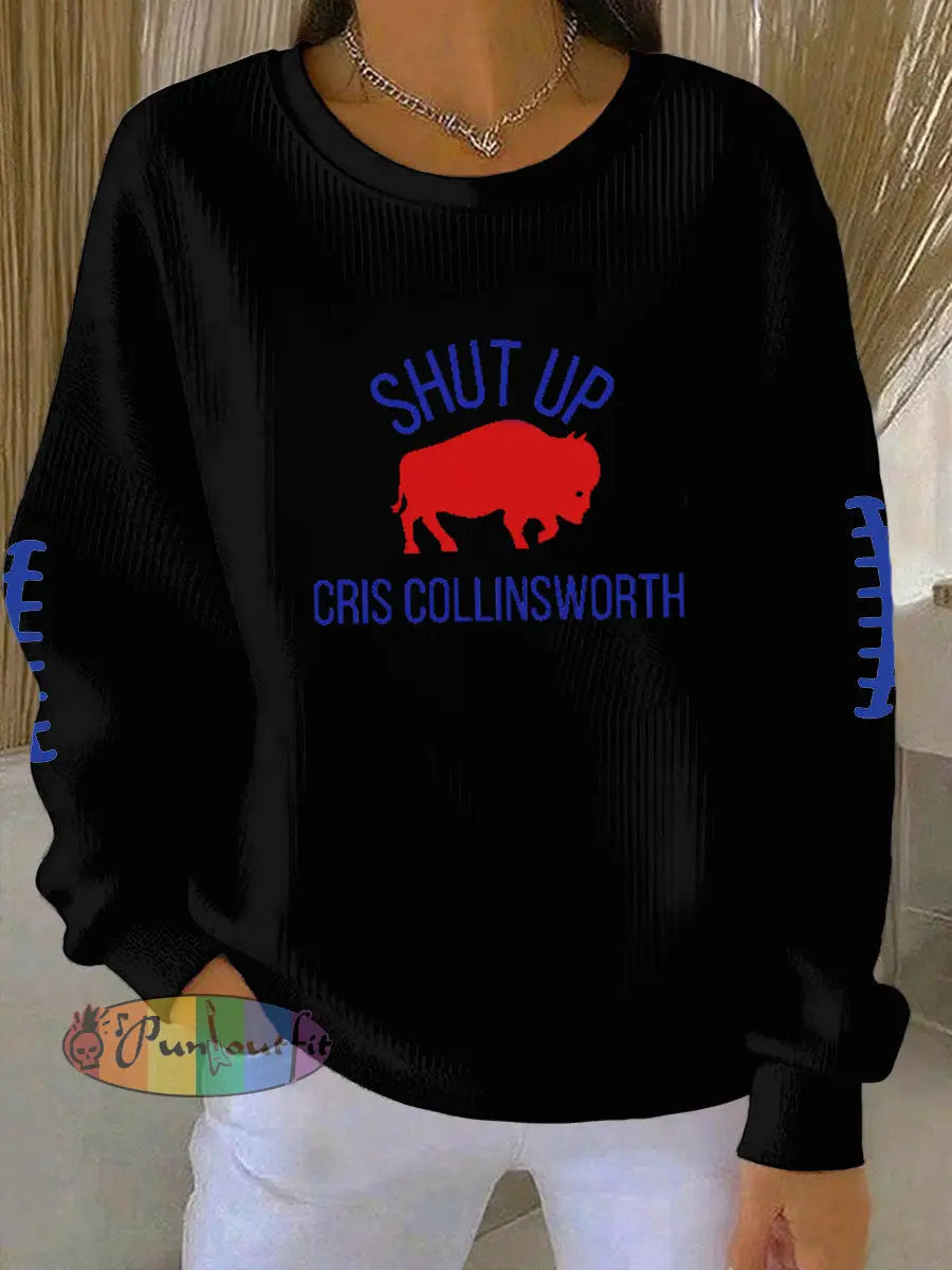 Women’s Go Buffalo Football Fans Lovers Gameday Casual Sweatshirt Black / S