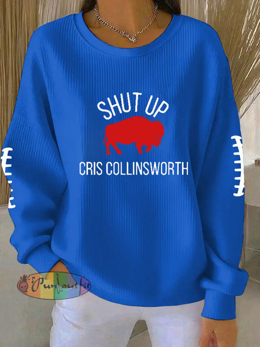 Women’s Go Buffalo Football Fans Lovers Gameday Casual Sweatshirt Blue / S