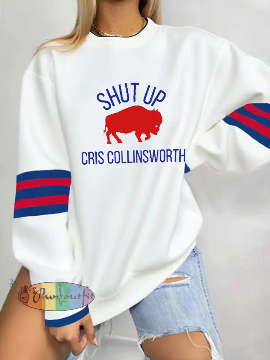 Women’s Go Buffalo Football Fans Lovers Gameday Casual Sweatshirt White / S