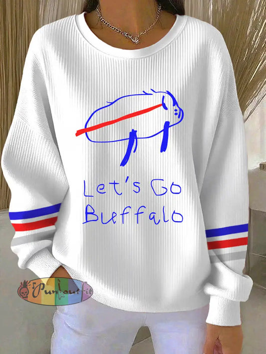 Women’s Go Buffalo Football Fans Lovers Gameday Casual Sweatshirt White / S
