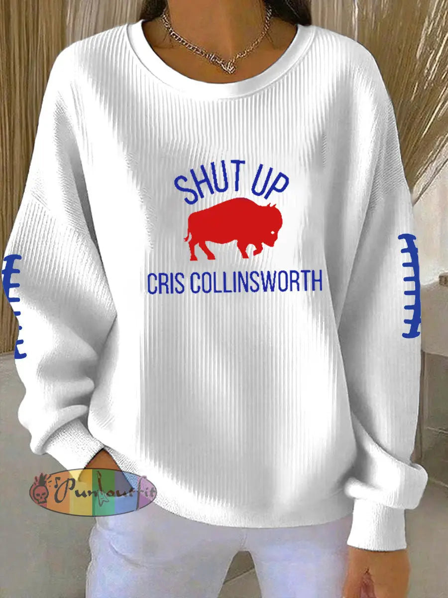 Women’s Go Buffalo Football Fans Lovers Gameday Casual Sweatshirt White / S
