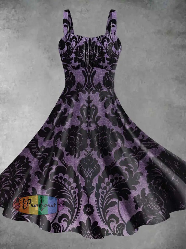 Women’s Gothic Baroque Print Halter Dresses As Picture / S