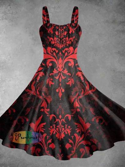 Women’s Gothic Baroque Print Halter Dresses As Picture / S