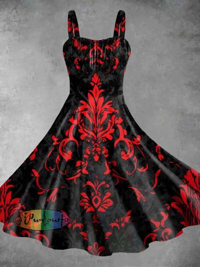 Women’s Gothic Baroque Print Halter Dresses As Picture / S