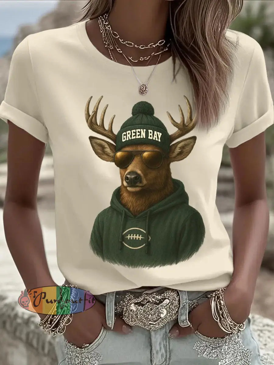 Women’s Green football T-shirts Apricot / S