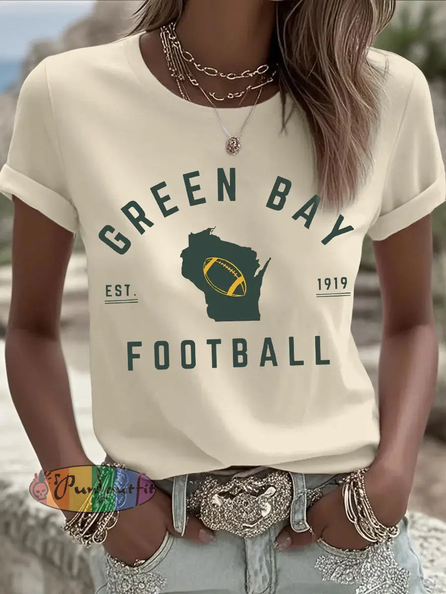 Women’s Green football T-shirts Apricot / S