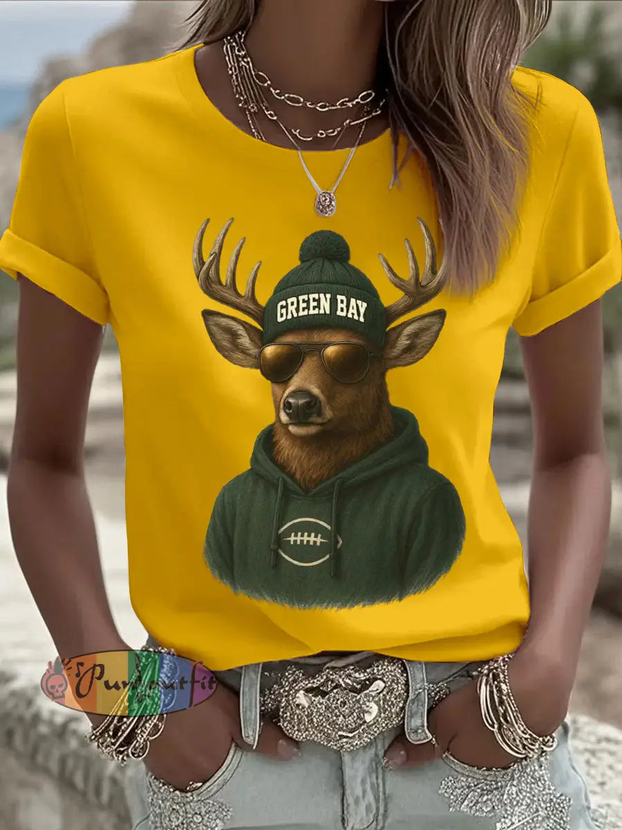Women’s Green football T-shirts Yellow / S
