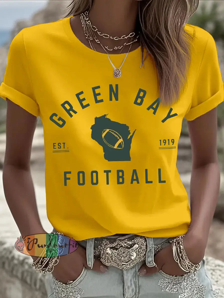 Women’s Green football T-shirts Yellow / S