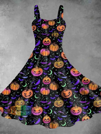 Women’s Halloween Print Suspender Dress As Picture / S